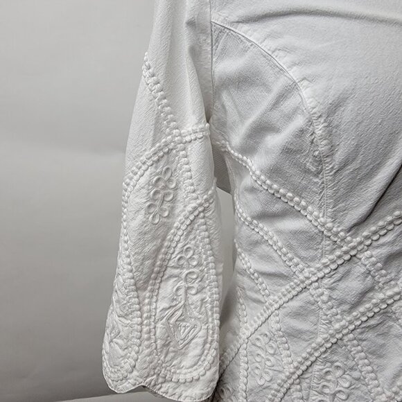 Gretty Zueger White Embroidered Button Down Top Size S - Picture 8 of 16